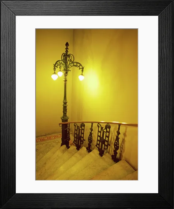 Framed Print : An ornate lamp splashes warm light onto this stairway, Rio de Janiero, Brazil Framed Print : An ornate lamp splashes warm light onto this stairway, Rio de Janiero, Brazil