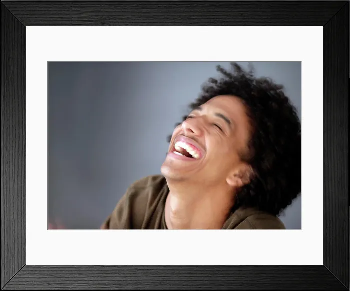 Framed Print : African American man with huge afro smiles Framed Print : African American man with huge afro smiles