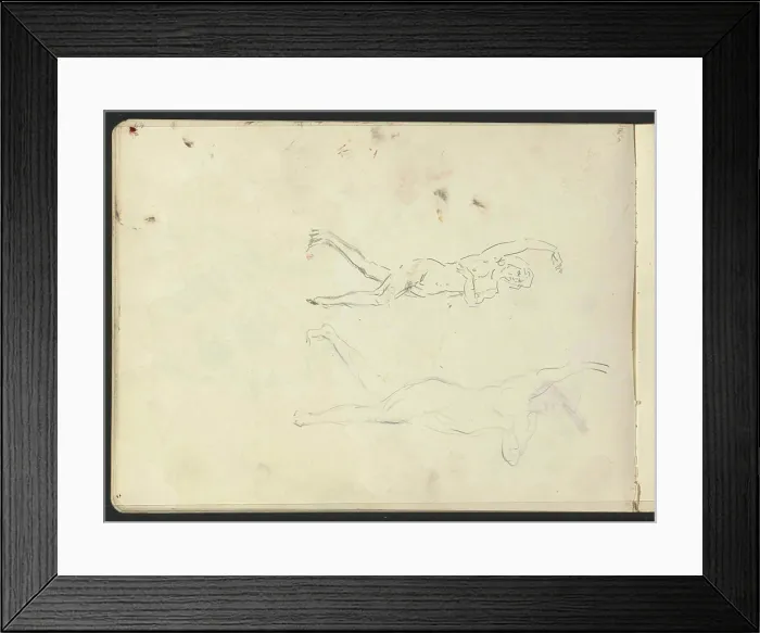 Framed Print : Two studies of feminine nude, possibly dancing. Leaf 22 Verso from sketchbook XVIII with 35 sheets Framed Print : Two studies of feminine nude, possibly dancing. Leaf 22 Verso from sketchbook XVIII with 35 sheets