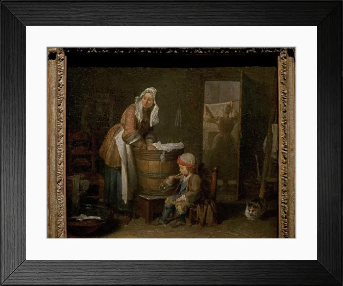 Framed Print : Jean Simeon Chardin (1699-1779). French painter. The Washerwoman. National Museum. Stockholm. Sweden Framed Print : Jean Simeon Chardin (1699-1779). French painter. The Washerwoman. National Museum. Stockholm. Sweden