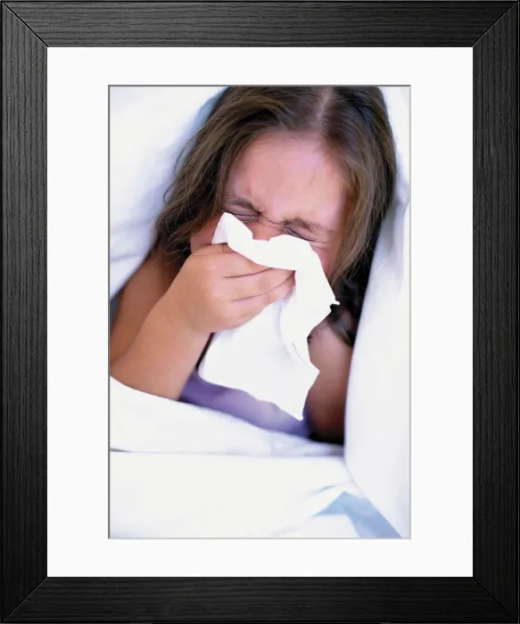 Framed Print : Girl blowing nose Framed Print : Girl blowing nose