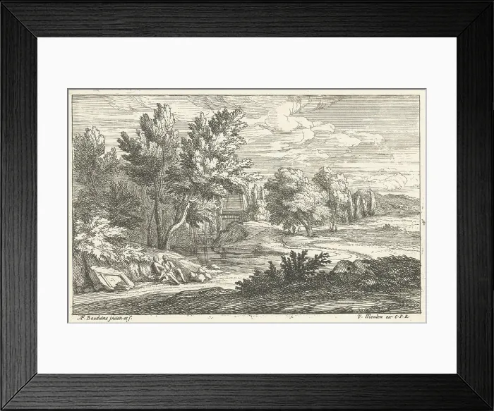 Framed Print : Landscape with a grave monument among the trees