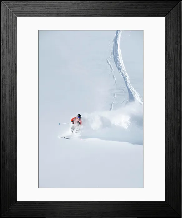 Framed Print : A backcountry skier in deep powder in the Icefall Range north of Golden, British Columbia Framed Print : A backcountry skier in deep powder in the Icefall Range north of Golden, British Columbia