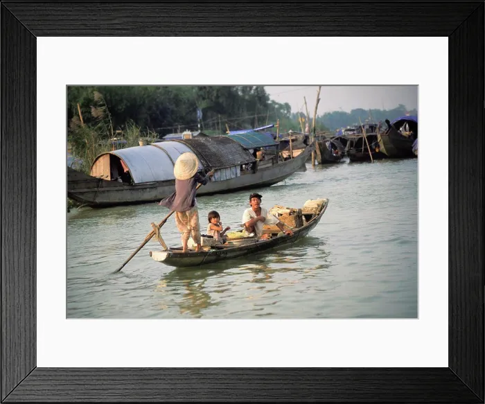 Framed Print : Vietnam. Hue. Perfume River. Family On Boat Framed Print : Vietnam. Hue. Perfume River. Family On Boat