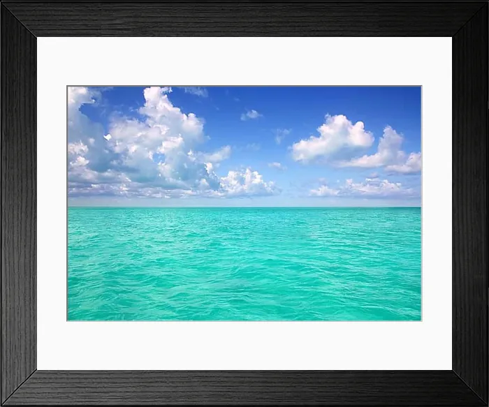 Framed Print : Caribbean sea horizon on blue sky cumulus vacation day perfect paradise