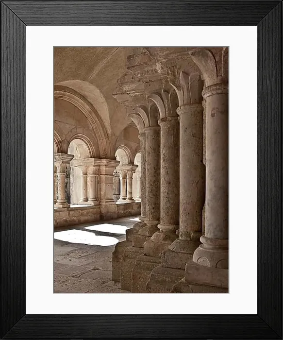 Framed Print : Fontenay former Cistercian monastery Cloister arcades, St. Saint, Saint