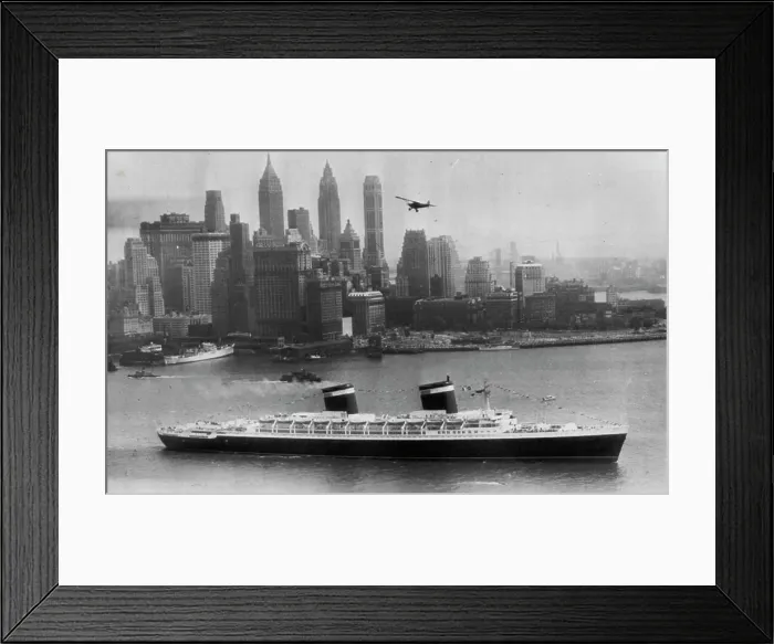Framed Print : Super Liner Sails On Maiden Voyage -- The United States