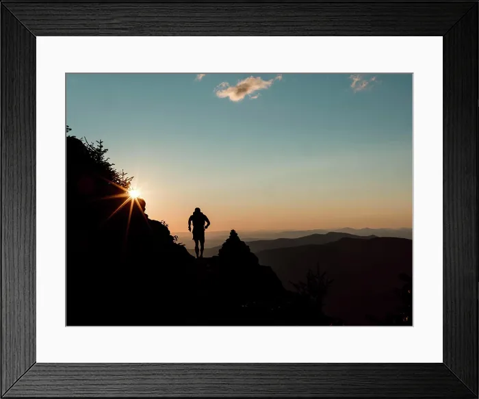 Framed Print : runner at sunset with stunning epic view, White Mountains, NH Framed Print : runner at sunset with stunning epic view, White Mountains, NH