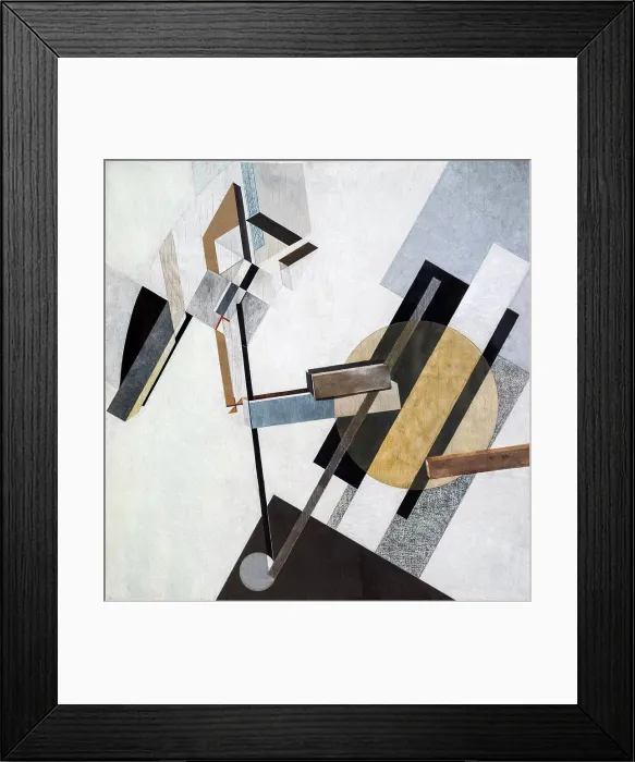 Framed Print : Proun 19D 1920 or 1921 Gesso; oil; varnish; crayon; colored papers; sandpaper; graph paper; cardboard; metallic paint;
