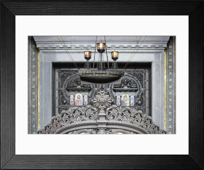 Framed Print : original metal candlestick in the form of a ship in the Naval Cathedral of St