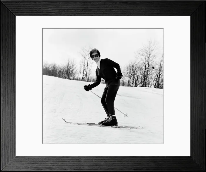 Framed Print : Happy woman skiing Framed Print : Happy woman skiing