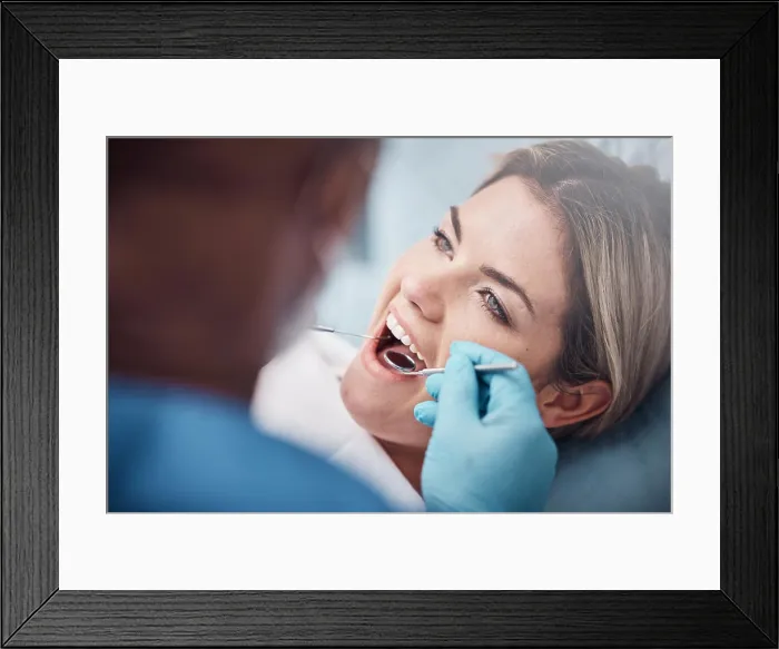 Framed Print : Teeth, dental or woman at a dentist for surgery Framed Print : Teeth, dental or woman at a dentist for surgery