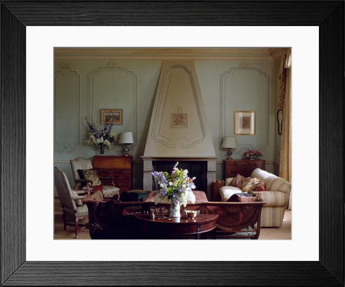 Framed Print : Fireplace in traditional country living room Framed Print : Fireplace in traditional country living room