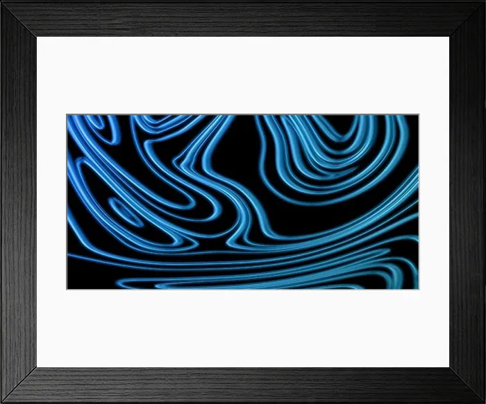 Framed Print : Neon Glow blue lines on a dark background, Glowing background Framed Print : Neon Glow blue lines on a dark background, Glowing background