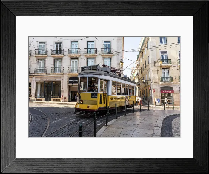 Framed Print : Beautiful view to old historic electric street tram and buildings Framed Print : Beautiful view to old historic electric street tram and buildings