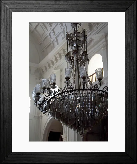 Framed Print : India, Goa, city of Old Goa. Portuguese-Gothic style Se Cathedral, circa 1640, Corinthian interior, chandelier Framed Print : India, Goa, city of Old Goa. Portuguese-Gothic style Se Cathedral, circa 1640, Corinthian interior, chandelier