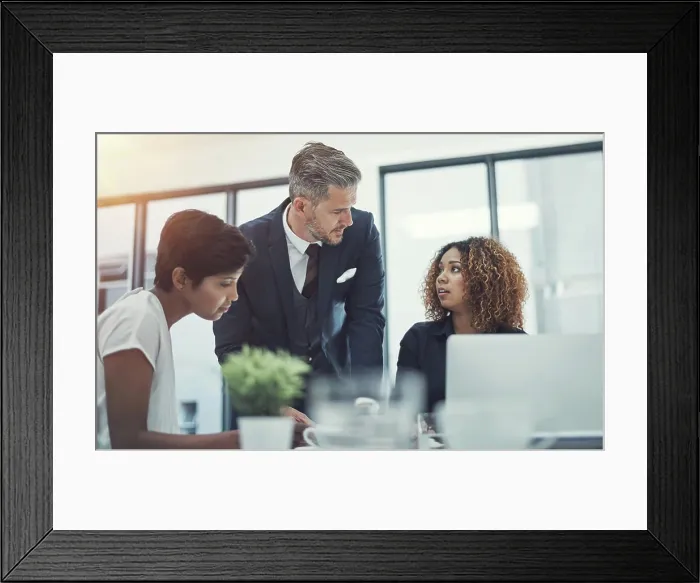 Framed Print : Brainstorming, talking or business people in meeting with mentor for teamwork Framed Print : Brainstorming, talking or business people in meeting with mentor for teamwork