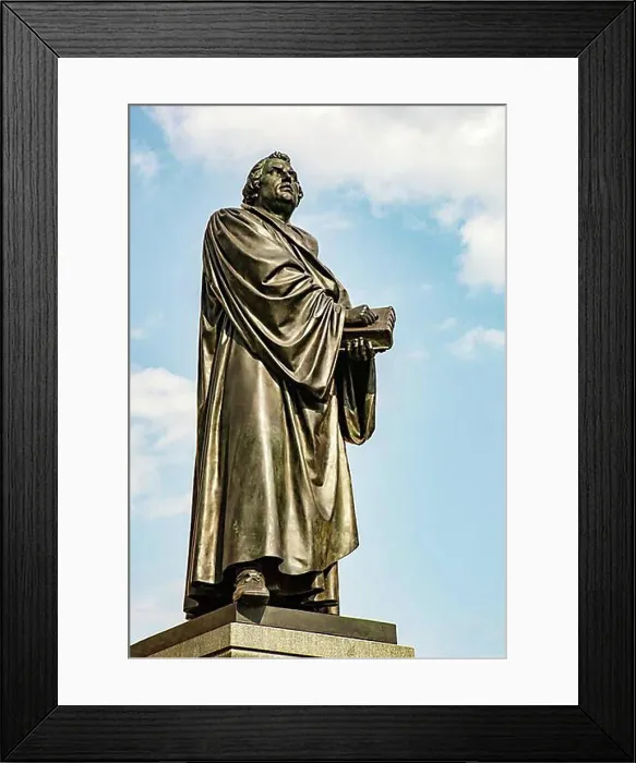 Framed Print : Bronce Statue of Martin Luther in Dresden, built by Adolf von Donndorf in 1885 Framed Print : Bronce Statue of Martin Luther in Dresden, built by Adolf von Donndorf in 1885
