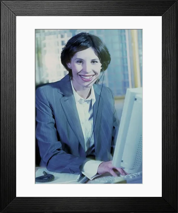 Framed Print : Woman with headset