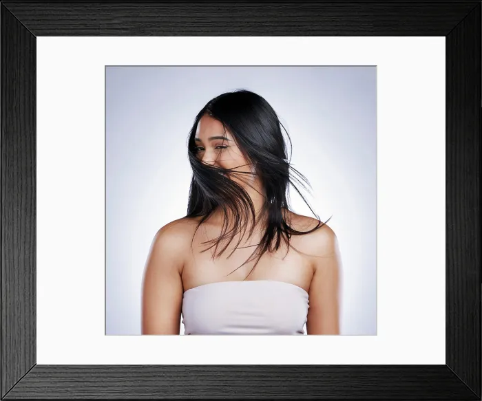 Framed Print : Shake head, happy and woman with hair care Framed Print : Shake head, happy and woman with hair care