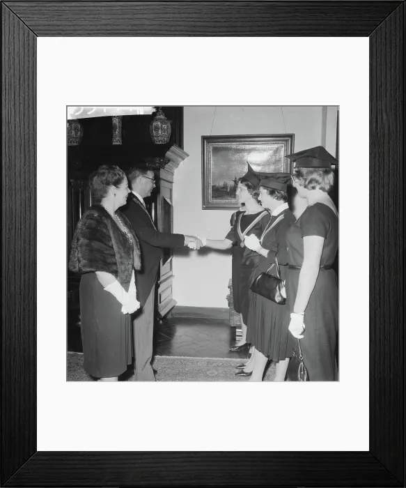 Framed Print : Anefo photo collection. New Year's reception by mayor of Hall in the Stedelijk Museum
