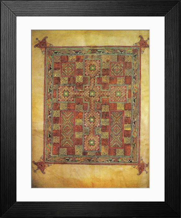 Framed Print : The Lindisfarne Gospels is an illuminated manuscript gospel book produced around the year 700 CE in a monastery Framed Print : The Lindisfarne Gospels is an illuminated manuscript gospel book produced around the year 700 CE in a monastery