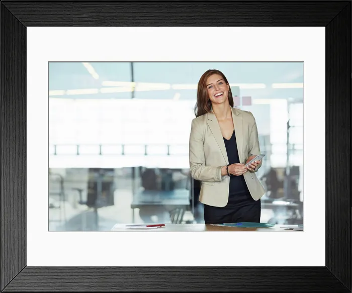 Framed Print : Portrait, business and woman with smartphone Framed Print : Portrait, business and woman with smartphone