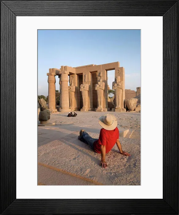 Framed Print : Man sitting at Temple in Luxor