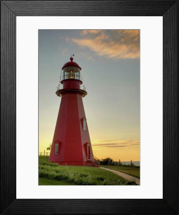 Framed Print : red lighthouse at sunset, la martre quebec canada Framed Print : red lighthouse at sunset, la martre quebec canada