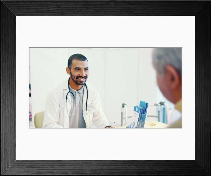 Framed Print : Doctor, consultation and senior man with healthcare Framed Print : Doctor, consultation and senior man with healthcare