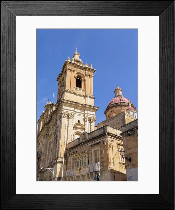 Framed Print : Malta, Birgu. Collegiate Parish Church of Saint Lawrence. Exterior