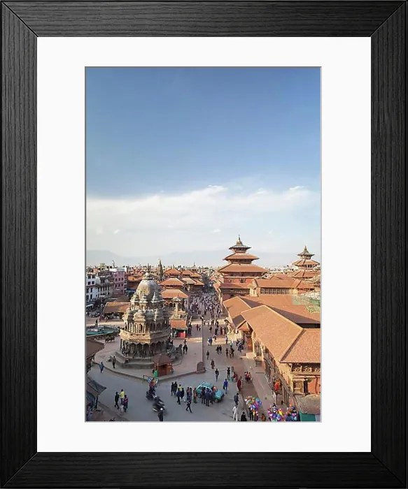 Framed Print : View of Durbar square, buddhist temples, destroyed at earthquake April 2015, Patan, Nepal, Asia