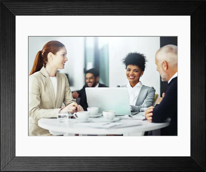 Framed Print : Businesswoman, portrait and laptop in office with diversity Framed Print : Businesswoman, portrait and laptop in office with diversity