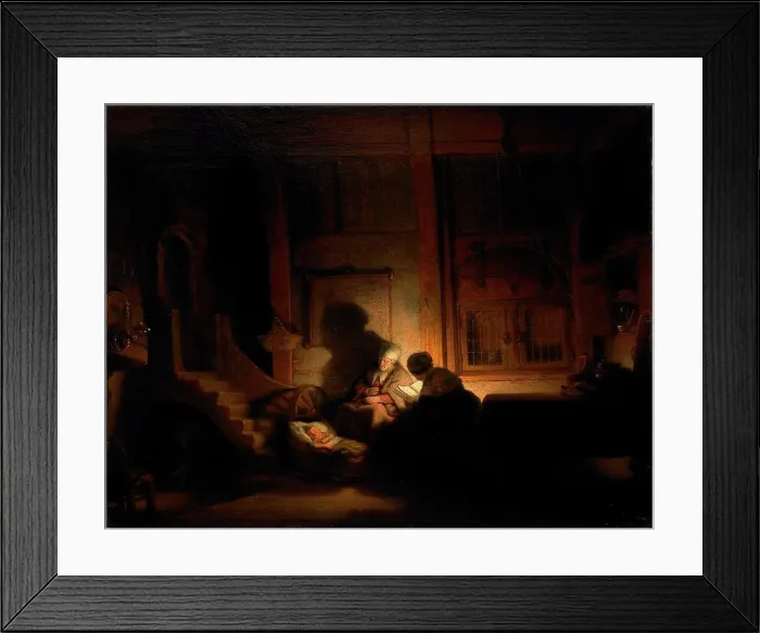 Framed Print : Holy Family by Rembrandt van Rhijn, Oil on wood, 1648, Holland, Amsterdam, Rijksmuseum, 66, 5x78 Framed Print : Holy Family by Rembrandt van Rhijn, Oil on wood, 1648, Holland, Amsterdam, Rijksmuseum, 66, 5x78