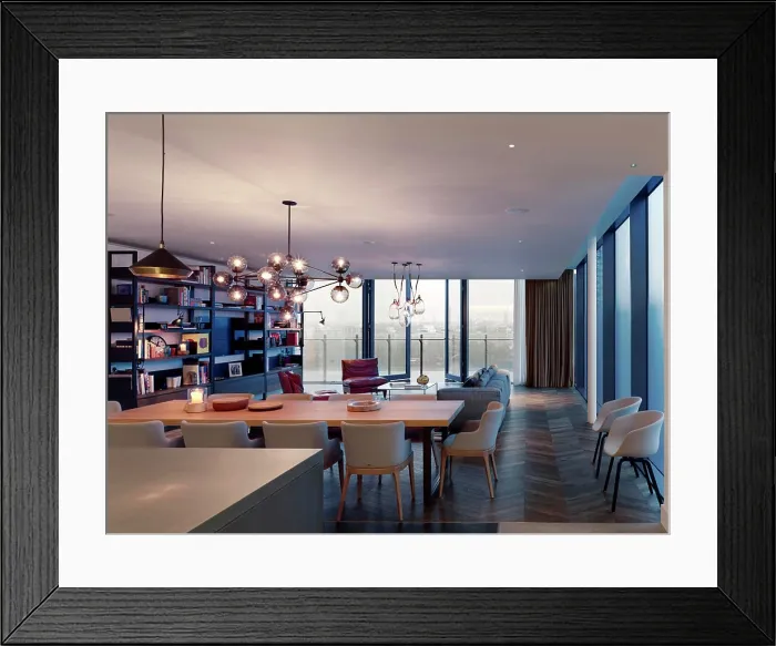 Framed Print : Livingroom / dining / kitchen. Penthouse Showroom Framed Print : Livingroom / dining / kitchen. Penthouse Showroom