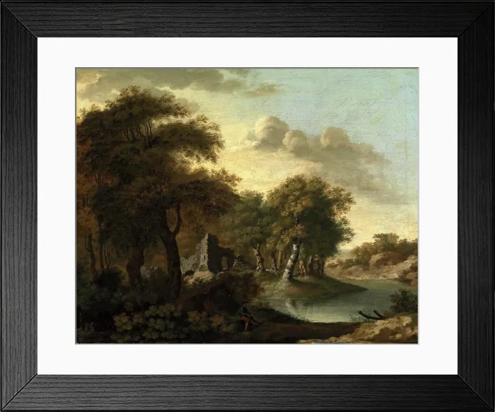 Framed Print : A View Near Arundel, Sussex, with Ruins by Water, George Smith, 1714-1776, British Framed Print : A View Near Arundel, Sussex, with Ruins by Water, George Smith, 1714-1776, British