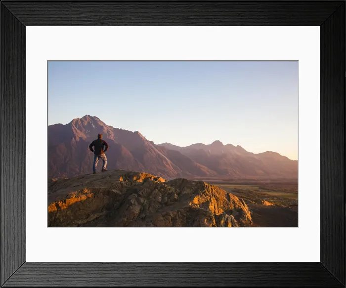 Framed Print : Man viewing scenery from the top of the Butte Framed Print : Man viewing scenery from the top of the Butte