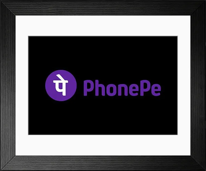 Framed Print : PhonePe, Logo, Black background Framed Print : PhonePe, Logo, Black background