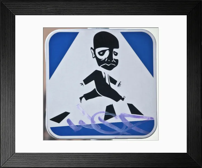 Framed Print : Close-up of a pedestrian crossing sign, Vilnius, Lithuania Framed Print : Close-up of a pedestrian crossing sign, Vilnius, Lithuania