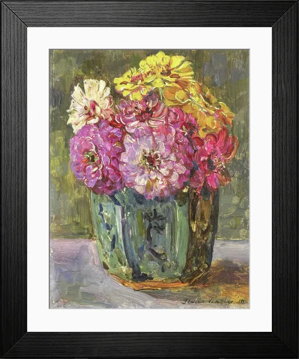 Framed Print : Still life with zinnias in a ginger jar, Floris Verster, 1910 Framed Print : Still life with zinnias in a ginger jar, Floris Verster, 1910