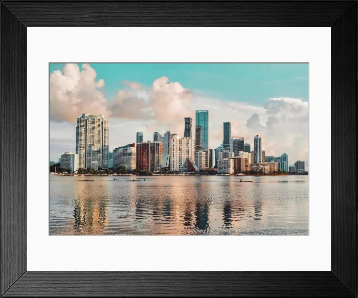 Framed Print : country skyline at sunset Miami Florida usa clouds sky reflections bea