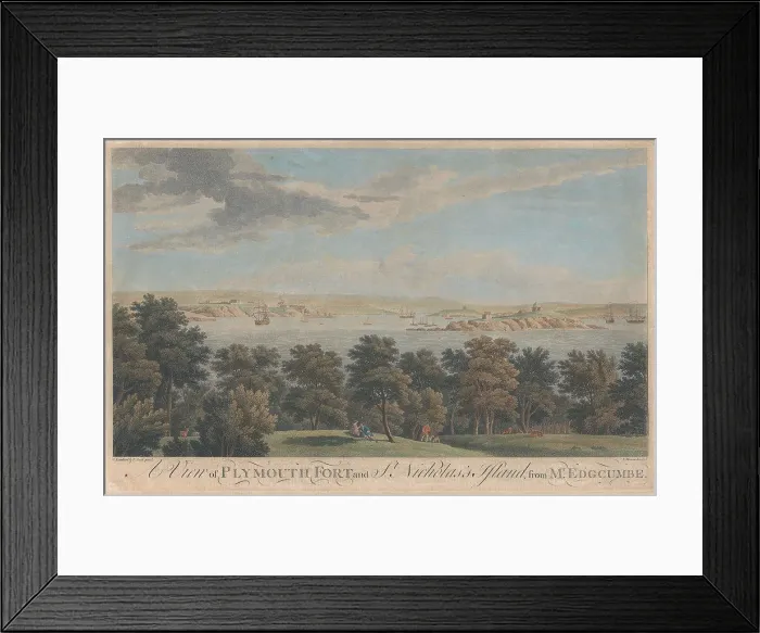 Framed Print : A View of Plymouth Fort and St Framed Print : A View of Plymouth Fort and St