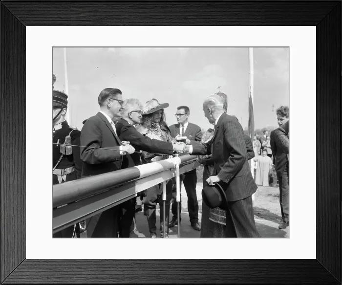 Framed Print : Anefo photo collection. Bundstrasse 403 in Coevorden officially put into use Framed Print : Anefo photo collection. Bundstrasse 403 in Coevorden officially put into use