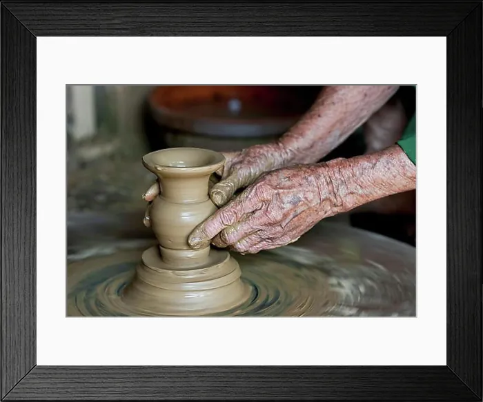 Framed Print : Old hands making pottery Framed Print : Old hands making pottery