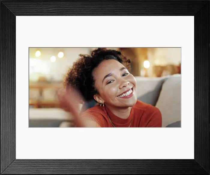 Framed Print : Selfie, relax and woman in house Framed Print : Selfie, relax and woman in house