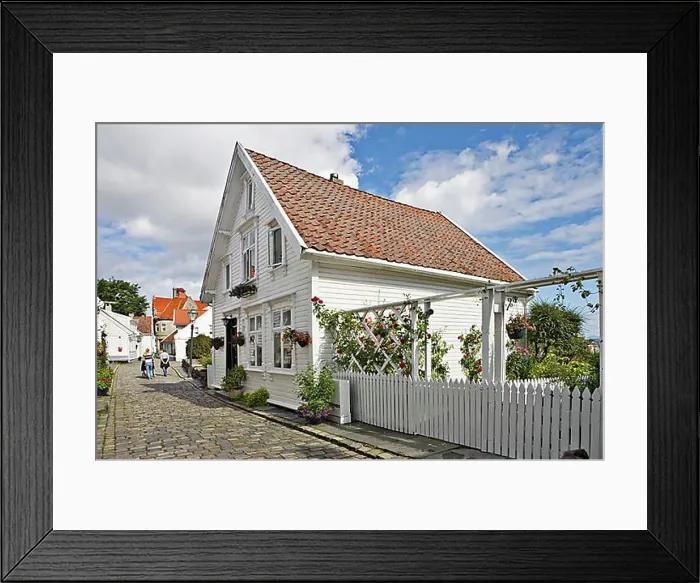 Framed Print : Beautiful old wooden houses in Old Stavanger Framed Print : Beautiful old wooden houses in Old Stavanger