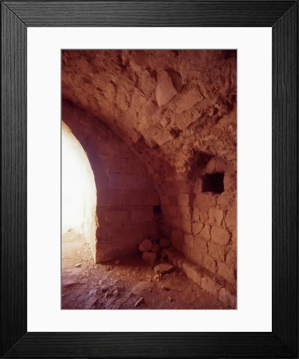 Framed Print : Crumbling walls inside the Crusader Castle at Shobak. Kings Highway