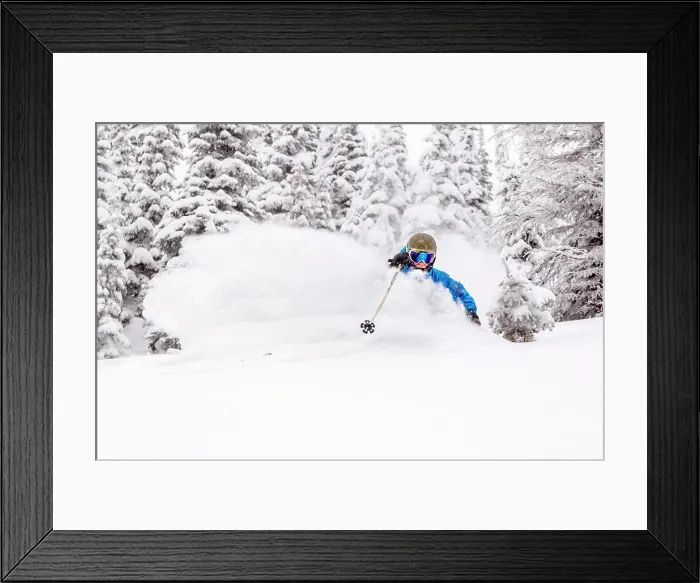 Framed Print : Ray Peacock skiing in fresh powder at Whitefish Mountain Resort in Montana, USA (MR)