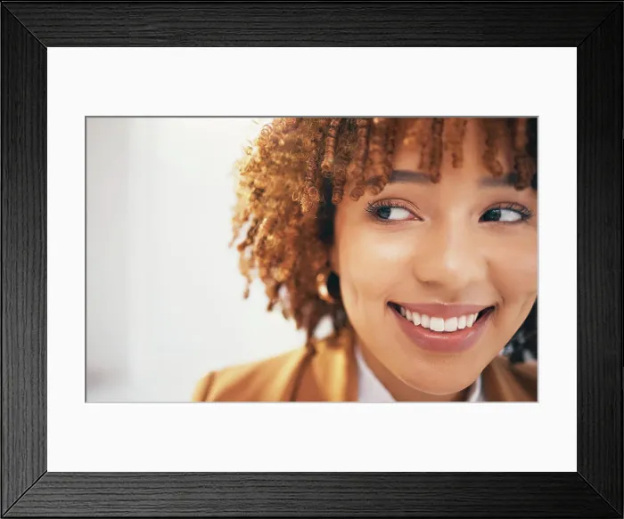 Framed Print : Corporate black woman, headshot and smile with beauty Framed Print : Corporate black woman, headshot and smile with beauty