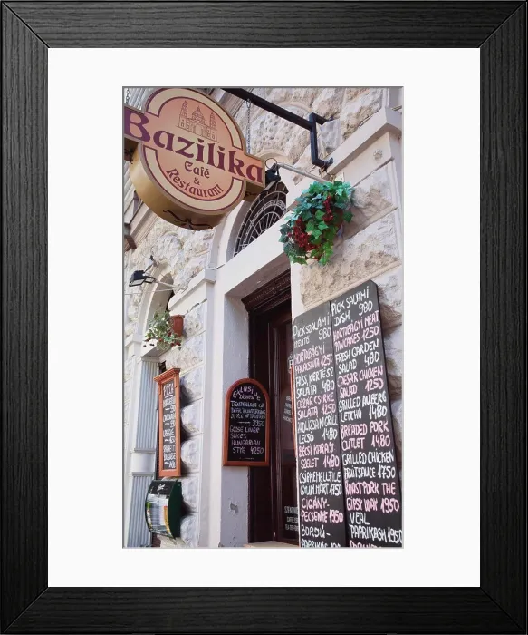 Framed Print : Hungary Pest County Budapest, Bazilika Cafe and Restaurant exterior Framed Print : Hungary Pest County Budapest, Bazilika Cafe and Restaurant exterior